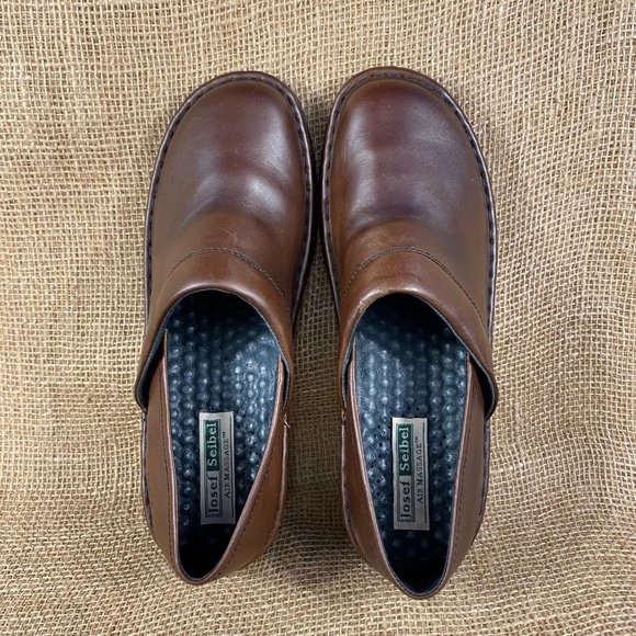 josef seibel slip on shoes loafers clogs brown leather air cushion women size 10 - Picture 9 of 12